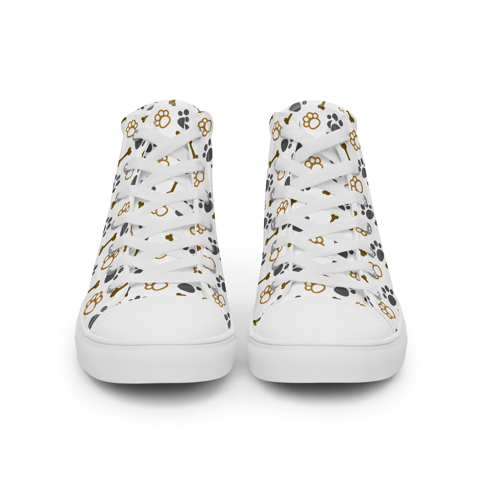 Men’s Dog Bone & Paw Print High-Tops, Casual Canvas Sneakers