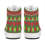 Christmas Argyle High Top Leather Sneakers in Green and Red