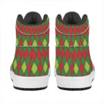 Christmas Argyle High Top Leather Sneakers in Green and Red