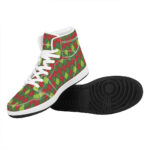 Christmas Argyle High Top Leather Sneakers in Green and Red