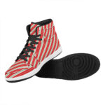 Christmas Cheer High Top Leather Sneakers with Candy Cane Stripes