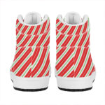 Christmas Cheer High Top Leather Sneakers with Candy Cane Stripes