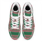 Christmas Chic High Top Leather Sneakers with Knitted Design