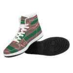 Christmas Chic High Top Leather Sneakers with Knitted Design