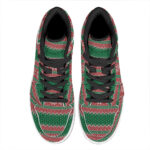 Christmas Chic High Top Leather Sneakers with Knitted Design