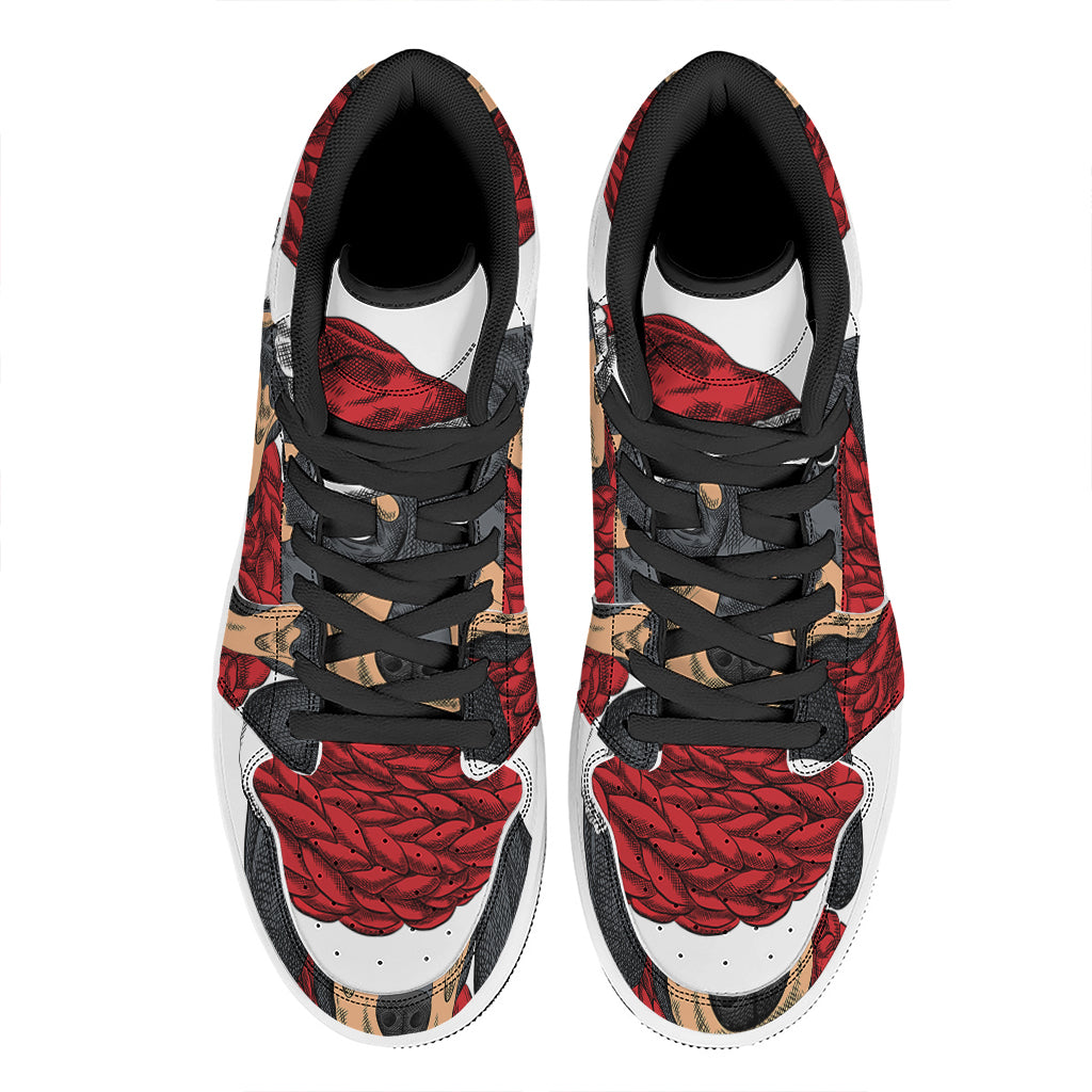 Christmas Dachshund Print High Top Leather Sneakers for Holiday Cheer