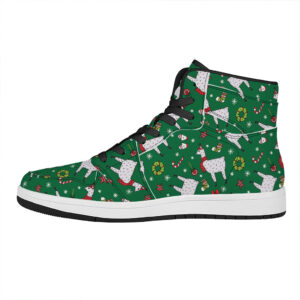 Christmas High Top Leather Sneakers For Llama Lovers Mdtxw