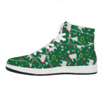 Christmas High Top Leather Sneakers for Llama Lovers