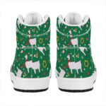 Christmas High Top Leather Sneakers for Llama Lovers