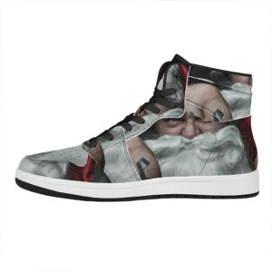 Christmas High Top Leather Sneakers For Men And Women With Santa Claus Print Xxgns