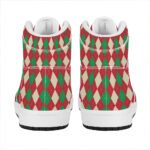 Christmas High Top Leather Sneakers with Argyle Pattern Print