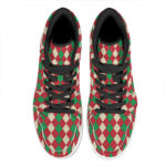 Christmas High Top Leather Sneakers with Argyle Pattern Print