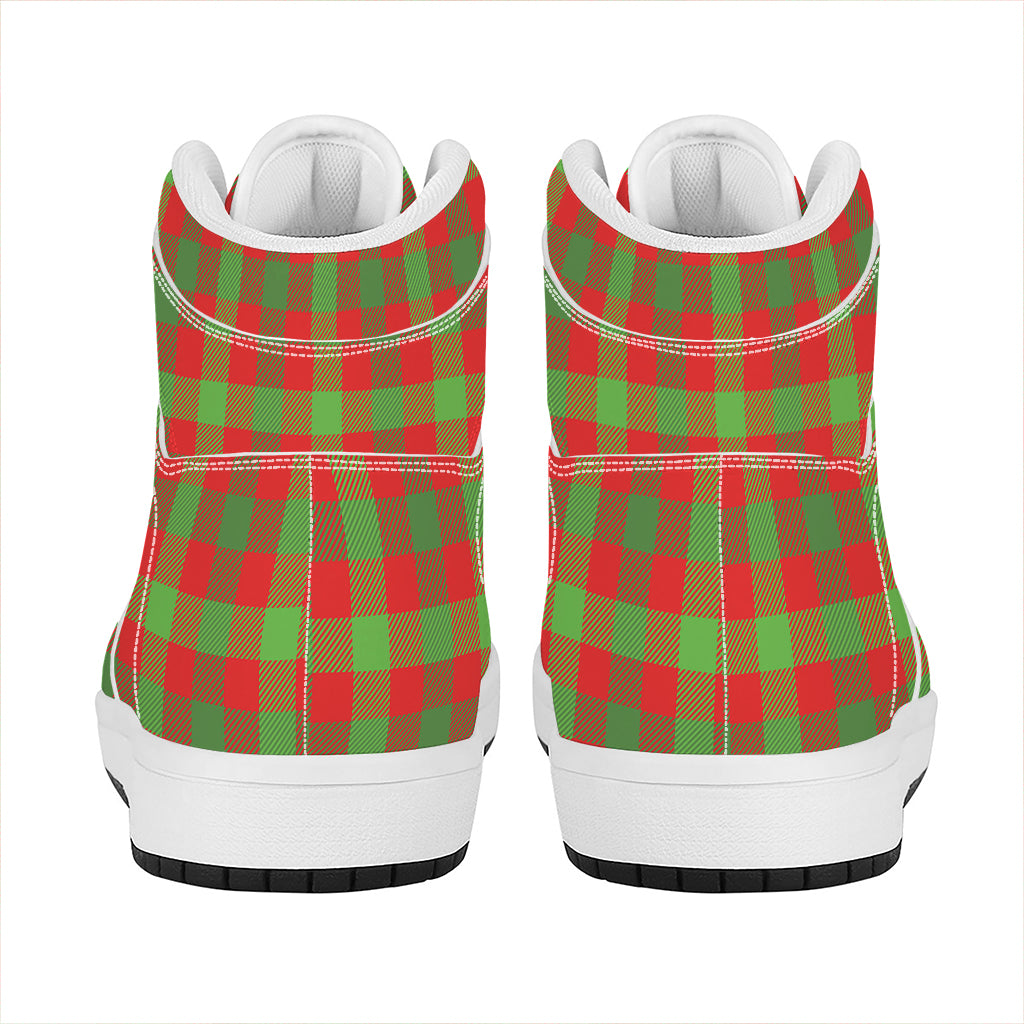 Christmas High Top Leather Sneakers with Buffalo Plaid Design