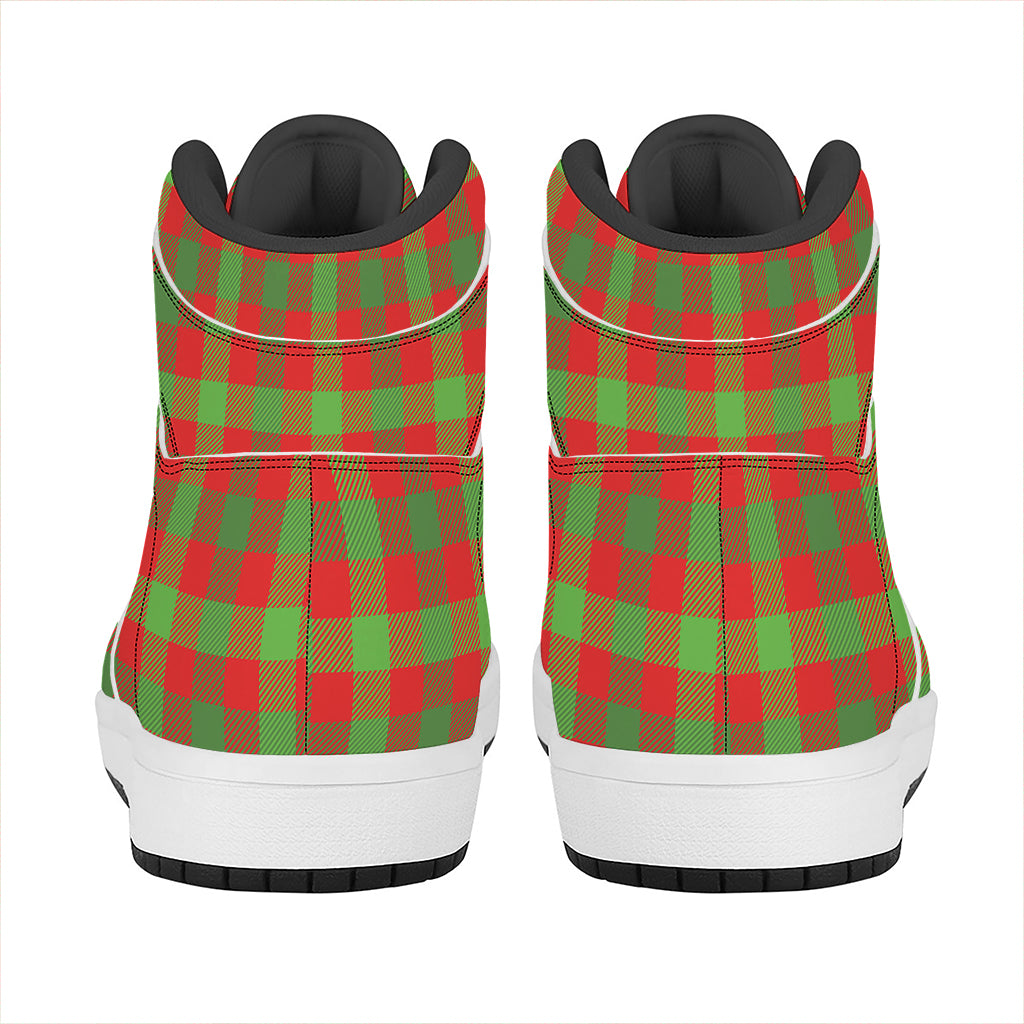 Christmas High Top Leather Sneakers with Buffalo Plaid Design