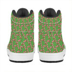 Christmas High Top Leather Sneakers with Candy Cane Pattern