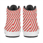 Christmas High Top Leather Sneakers with Candy Cane Stripe Design