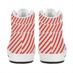 Christmas High Top Leather Sneakers with Candy Cane Stripe Design