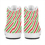 Christmas High Top Leather Sneakers with Candy Cane Stripes