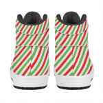 Christmas High Top Leather Sneakers with Candy Cane Stripes