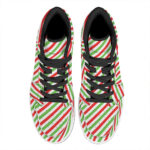 Christmas High Top Leather Sneakers with Candy Cane Stripes