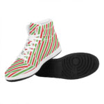 Christmas High Top Leather Sneakers with Candy Cane Stripes