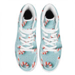 Christmas High Top Leather Sneakers with Candy Pattern Print