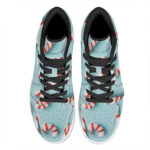 Christmas High Top Leather Sneakers with Candy Pattern Print