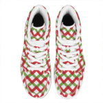 Christmas High Top Leather Sneakers with Checkered Pattern Design