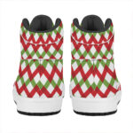 Christmas High Top Leather Sneakers with Checkered Pattern Design