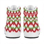 Christmas High Top Leather Sneakers with Checkered Pattern Design