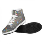 Christmas High Top Leather Sneakers with Colorful String Lights Design