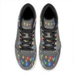 Christmas High Top Leather Sneakers with Colorful String Lights Design