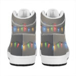 Christmas High Top Leather Sneakers with Colorful String Lights Design