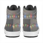 Christmas High Top Leather Sneakers with Colorful String Lights Design