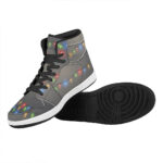 Christmas High Top Leather Sneakers with Colorful String Lights Design