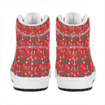 Christmas High Top Leather Sneakers with Cow Print Design