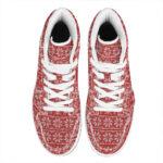 Christmas High Top Leather Sneakers with Deer Knitted Pattern