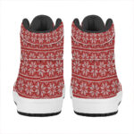 Christmas High Top Leather Sneakers with Deer Knitted Pattern