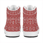 Christmas High Top Leather Sneakers with Deer Knitted Pattern