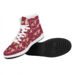 Christmas High Top Leather Sneakers with Deer Pattern Print