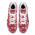 Christmas High Top Leather Sneakers with Deer Pattern Print