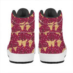 Christmas High Top Leather Sneakers with Deer Pattern Print