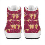 Christmas High Top Leather Sneakers with Deer Pattern Print