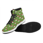 Christmas High Top Leather Sneakers with Festive Bells Pattern