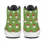 Christmas High Top Leather Sneakers with Festive Bells Pattern