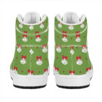 Christmas High Top Leather Sneakers with Festive Bells Pattern