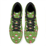 Christmas High Top Leather Sneakers with Festive Bells Pattern