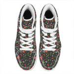 Christmas High Top Leather Sneakers with Festive Decor Pattern