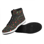 Christmas High Top Leather Sneakers with Festive Decor Pattern