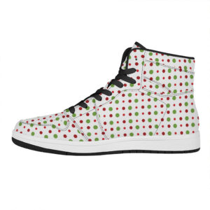 Christmas High Top Leather Sneakers With Festive Dots Design 3A1Tj